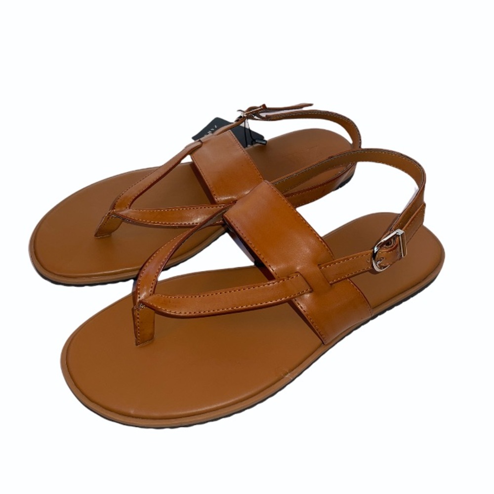 Zara Chestnut Cross Strap Sandals - Picture 9 of 12